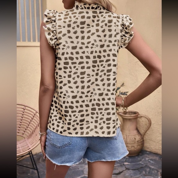 Boho print ruffle sleeve blouse - Picture 3 of 7